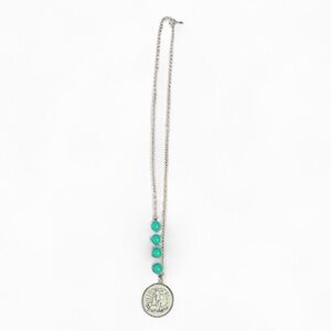 Plunder I have come to bring you life & abundant Silver and Green long necklace